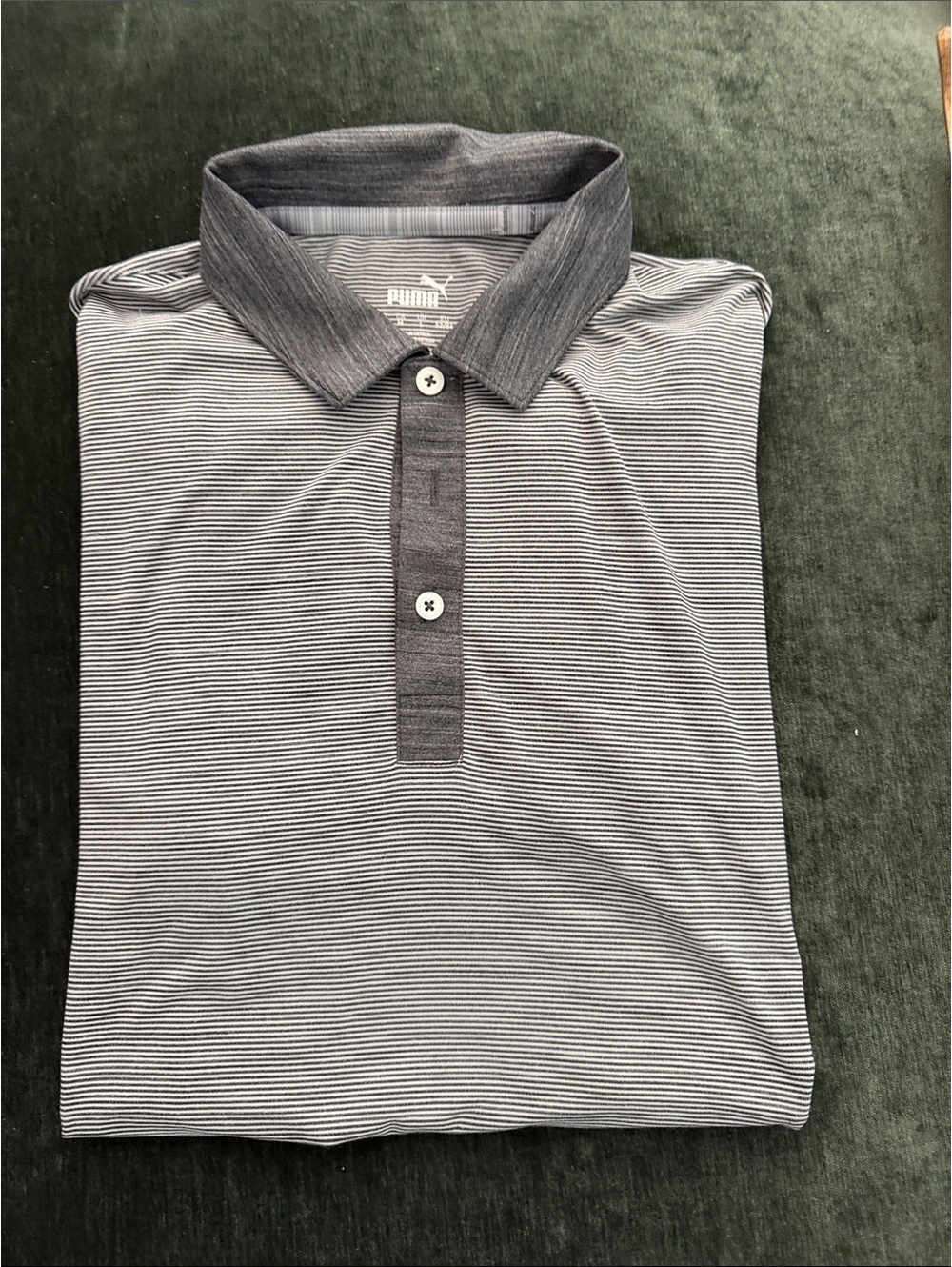 Puma Men’s Gray and White Striped Polo